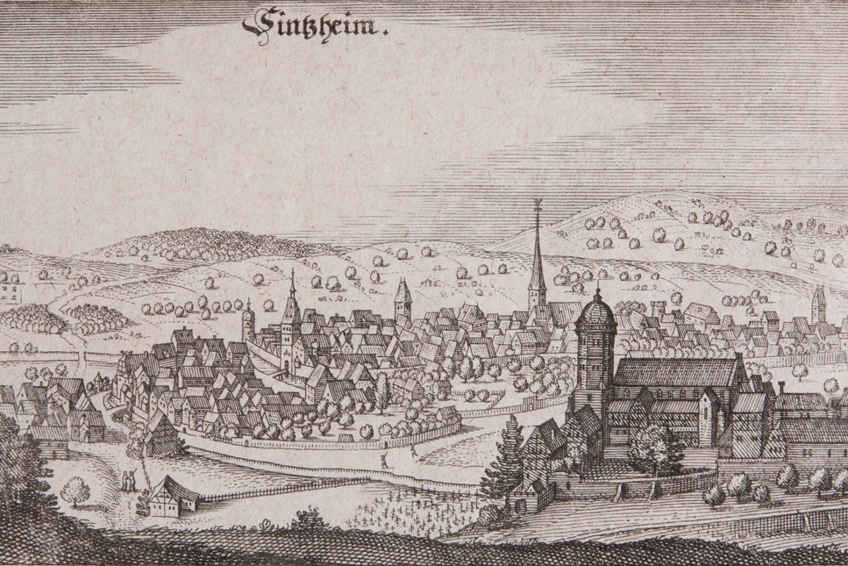 Nabel des Kraichgaus Sinsheim, anno 1650, Merian Matthäus, Topographia Palatinatus Rheni (Groß)